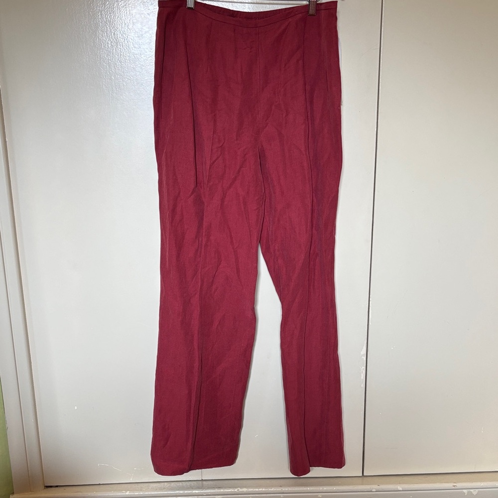 NWT Rena Rowan Women’s Red Silk & Linen Blend Pants Size 14